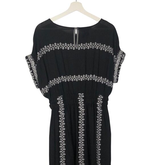 Anthro Corey Lynn Calter Jolene Embroidered Dress Medium  Black Crinkle Gauze - Picture 8 of 12